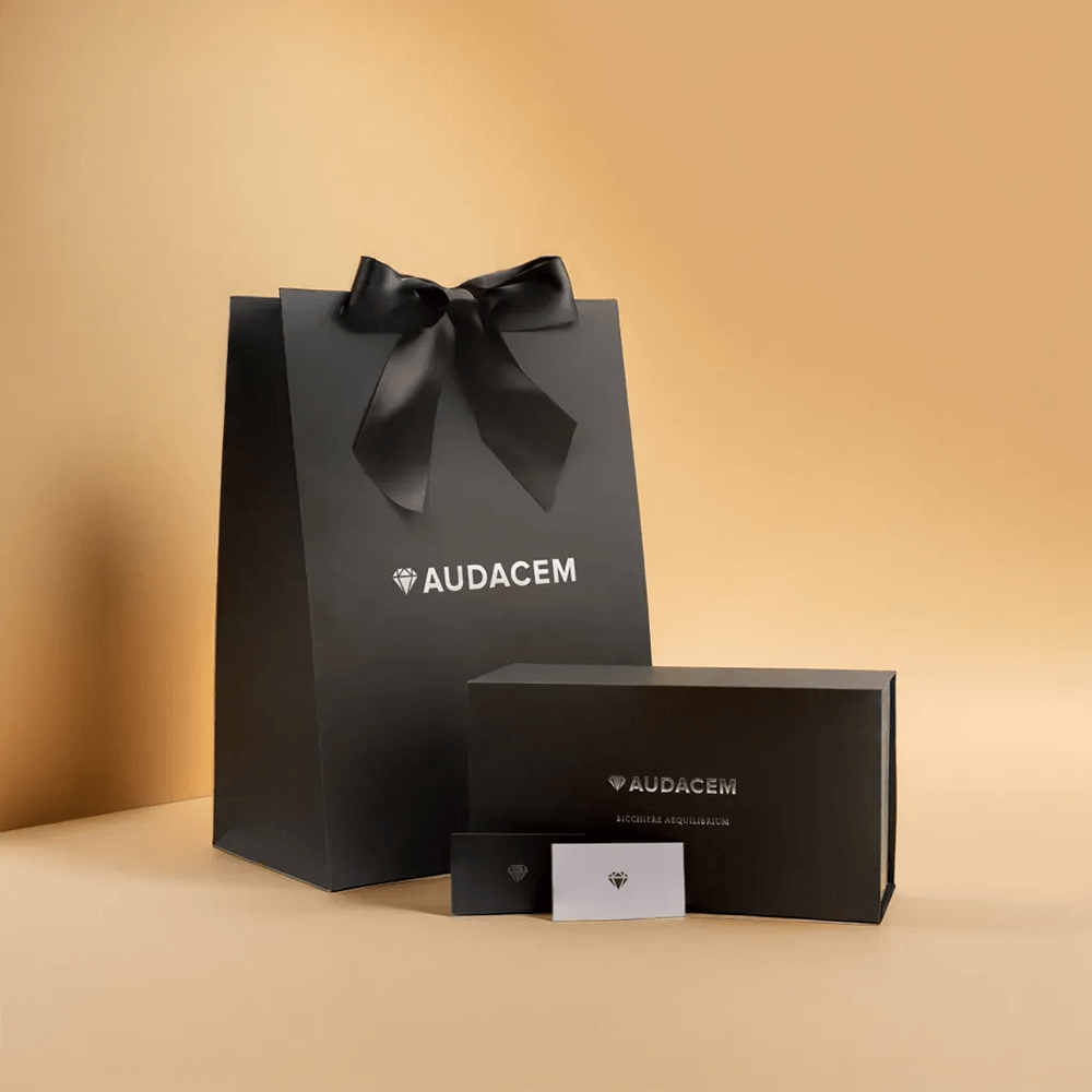 Audacem gift bag, silky ribbon and personal note
