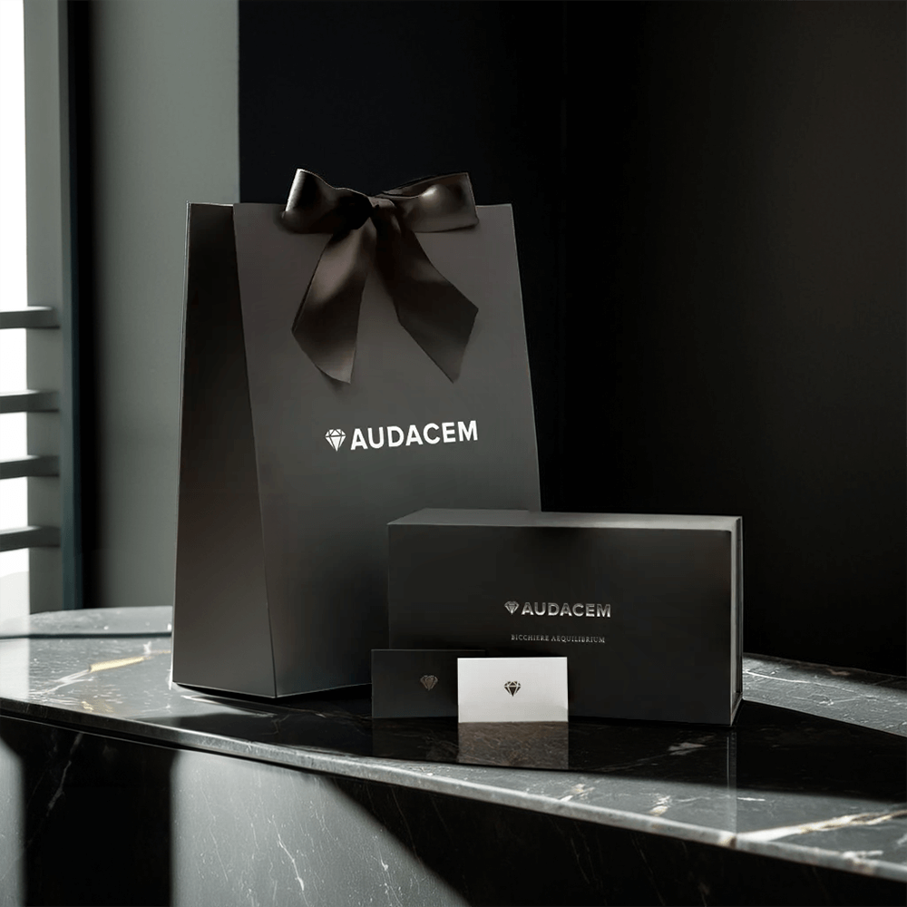 Audacem gift bag, silky ribbon and personal note