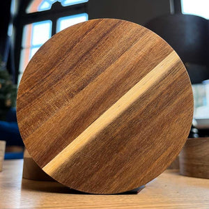 Back view of handcrafted wooden Aequilibrium coaster by Audacem